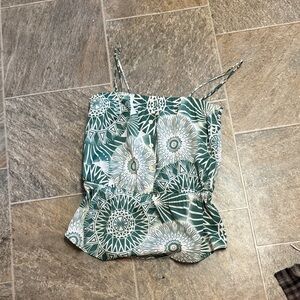 Green Patterned Spaghetti Strap Top